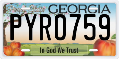 GA license plate PYR0759
