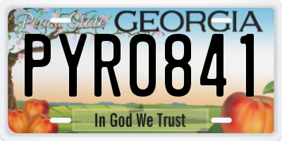 GA license plate PYR0841