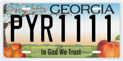 GA license plate PYR1111