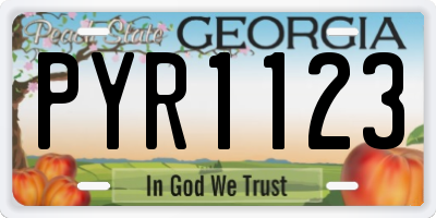 GA license plate PYR1123