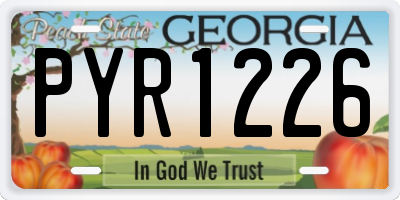 GA license plate PYR1226