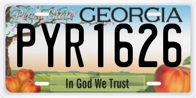 GA license plate PYR1626
