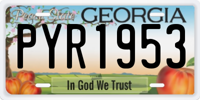 GA license plate PYR1953