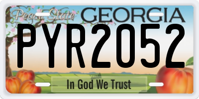 GA license plate PYR2052