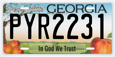 GA license plate PYR2231