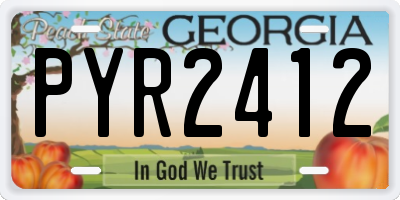 GA license plate PYR2412