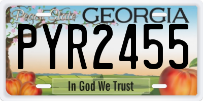 GA license plate PYR2455
