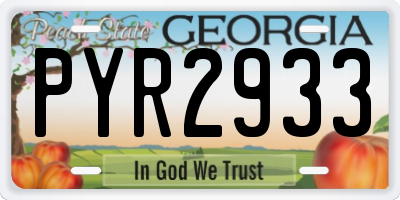 GA license plate PYR2933