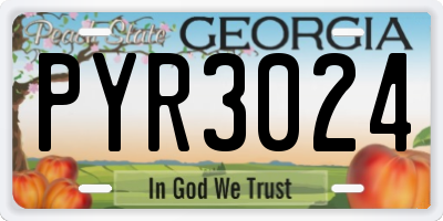 GA license plate PYR3024