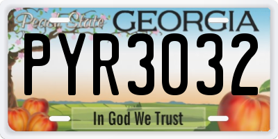 GA license plate PYR3032