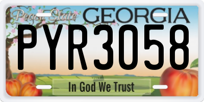 GA license plate PYR3058