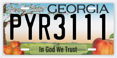 GA license plate PYR3111