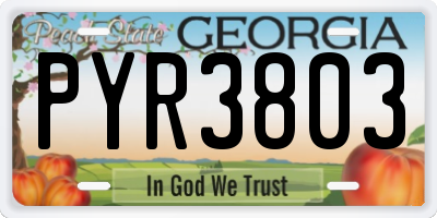 GA license plate PYR3803