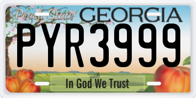 GA license plate PYR3999
