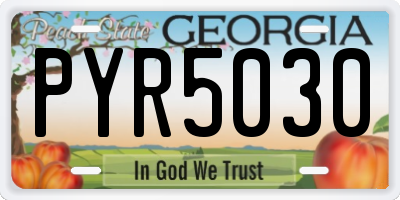 GA license plate PYR5030