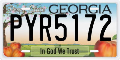 GA license plate PYR5172