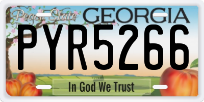 GA license plate PYR5266