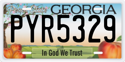 GA license plate PYR5329
