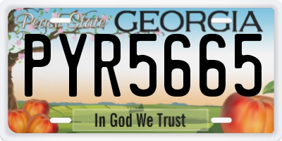 GA license plate PYR5665