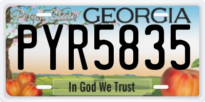 GA license plate PYR5835