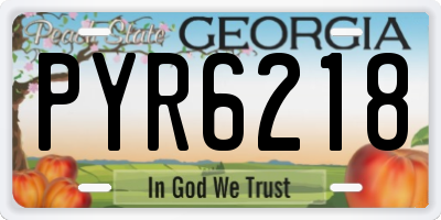 GA license plate PYR6218