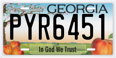 GA license plate PYR6451