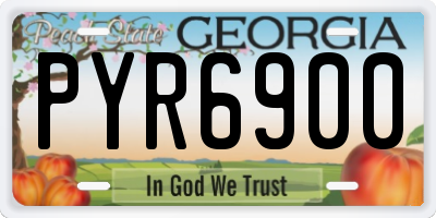 GA license plate PYR6900