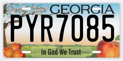 GA license plate PYR7085