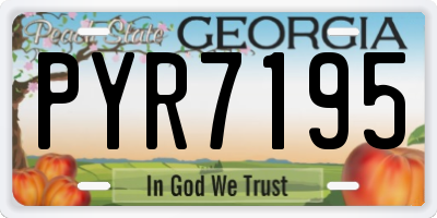 GA license plate PYR7195