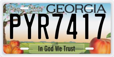 GA license plate PYR7417