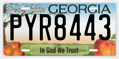 GA license plate PYR8443