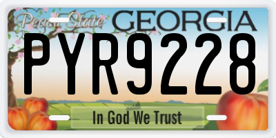 GA license plate PYR9228