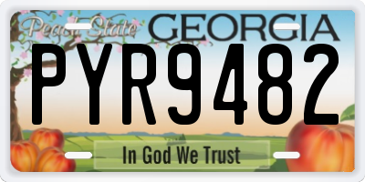 GA license plate PYR9482