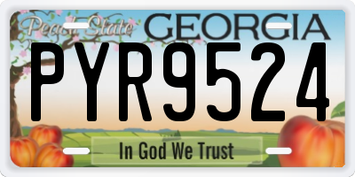 GA license plate PYR9524