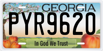 GA license plate PYR9620