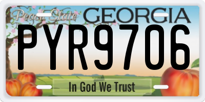 GA license plate PYR9706