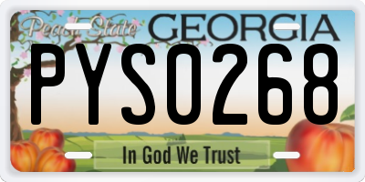 GA license plate PYS0268