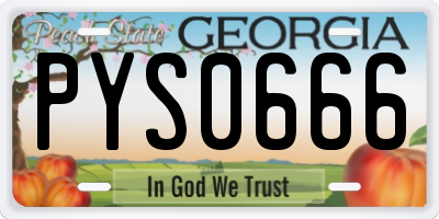 GA license plate PYS0666