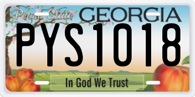 GA license plate PYS1018