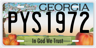 GA license plate PYS1972