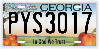 GA license plate PYS3017
