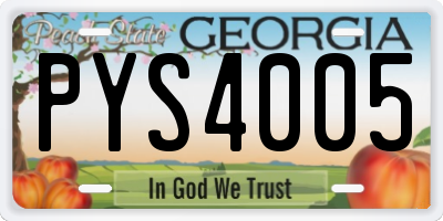 GA license plate PYS4005