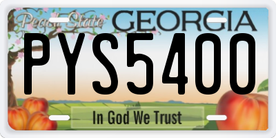 GA license plate PYS5400