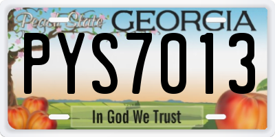 GA license plate PYS7013