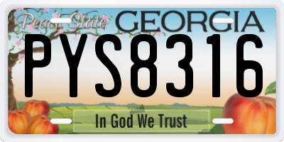 GA license plate PYS8316