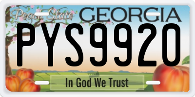 GA license plate PYS9920