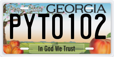 GA license plate PYT0102