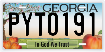GA license plate PYT0191