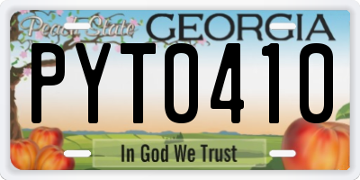 GA license plate PYT0410