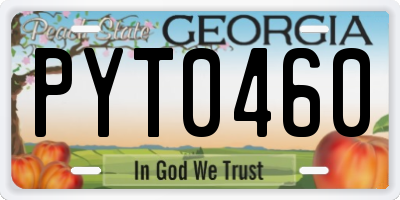 GA license plate PYT0460